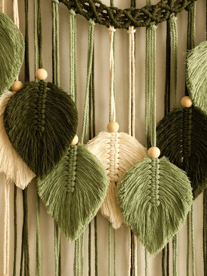 Macrame Wall Hanging: Sage Green Leaf Tapestry