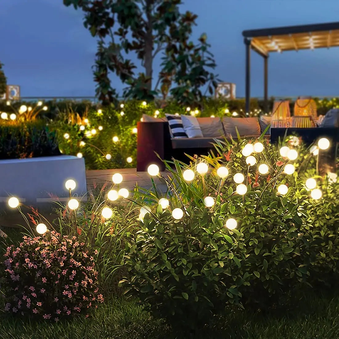 Luces solares para jardín con 8 LED que funcionan con luciérnagas para exteriores