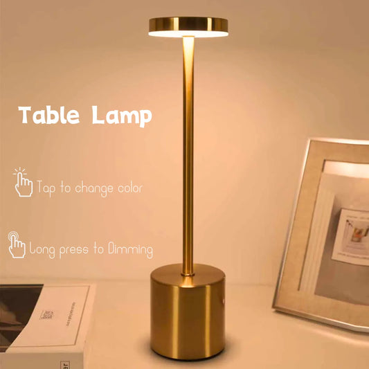 Simple LED Rechargeable Touch Metal Table Lamp Three