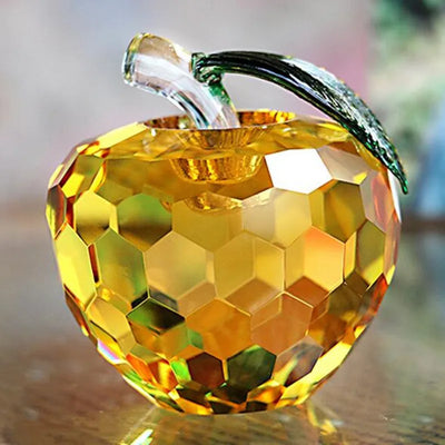 Romantic 80mm 3D Gold K9 Crystal Apple Valent's Day Best LOVE Gift Rare Good Quartz Glass Artificial Festival Figurines Lovely
