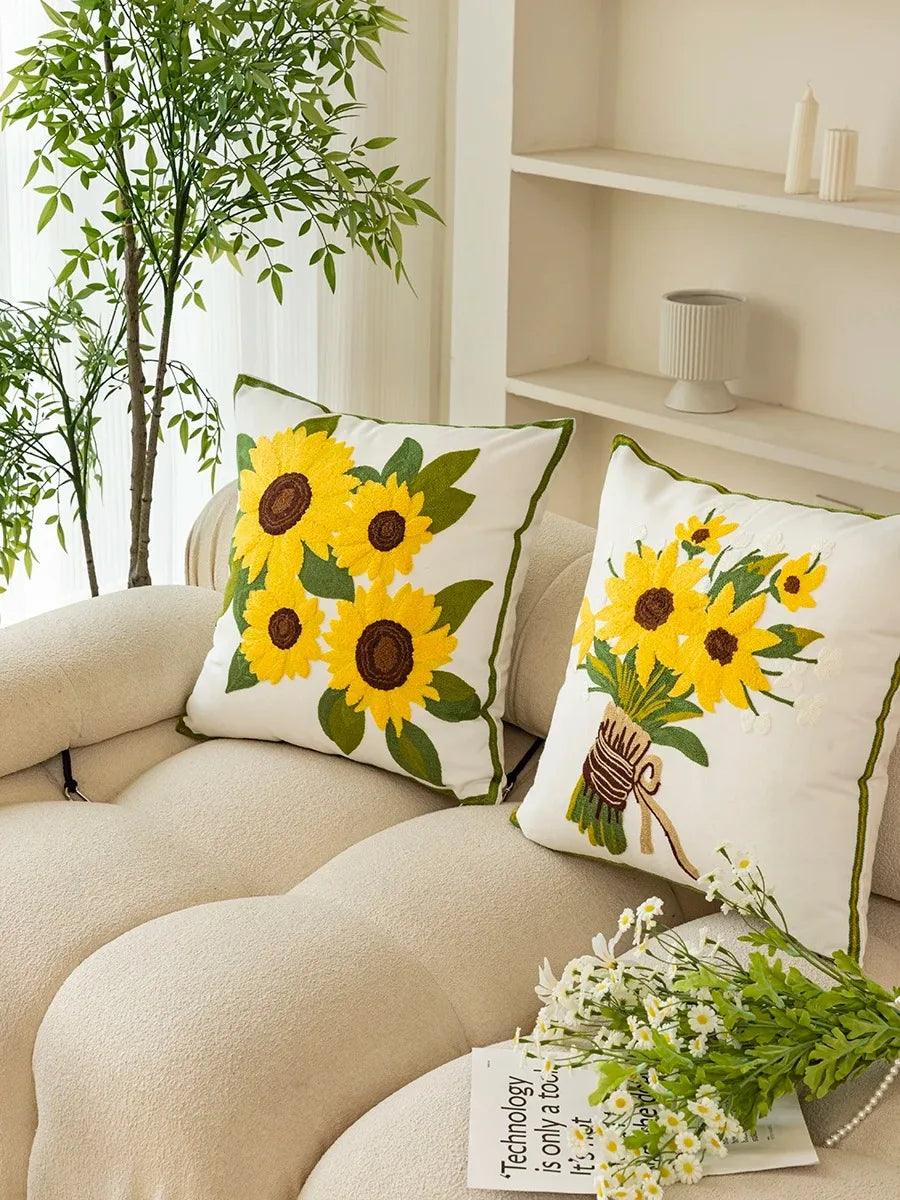 Sunflower Dreams Pillow Cover:  - Soft, Stylish, and Sustainable.