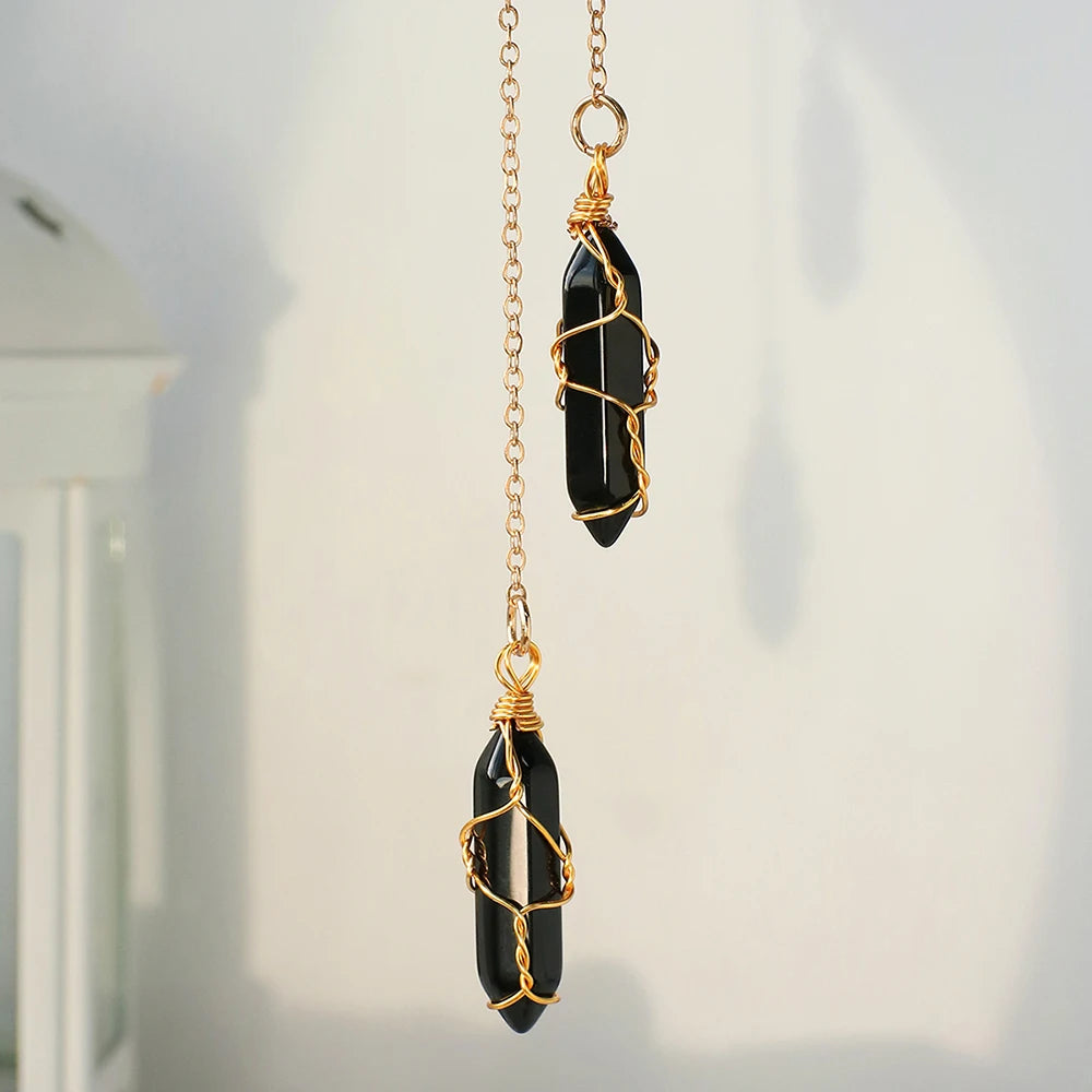 Selenite Crystal Obsidian Heals Reiki Gemstone Room Decor Crystals Bulk Wire Wrap Hanging Decor Spiritual Office Home Decoration