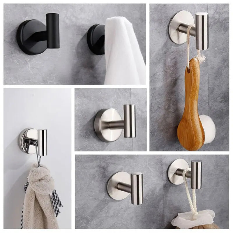 Gancho adhesivo de acero inoxidable para batas, gancho para toallas de pared para baño, cocina, garaje, herrajes resistentes para cocina montados en la pared