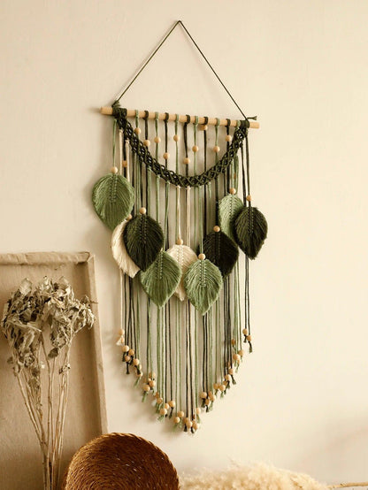 Macrame Wall Hanging: Sage Green Leaf Tapestry