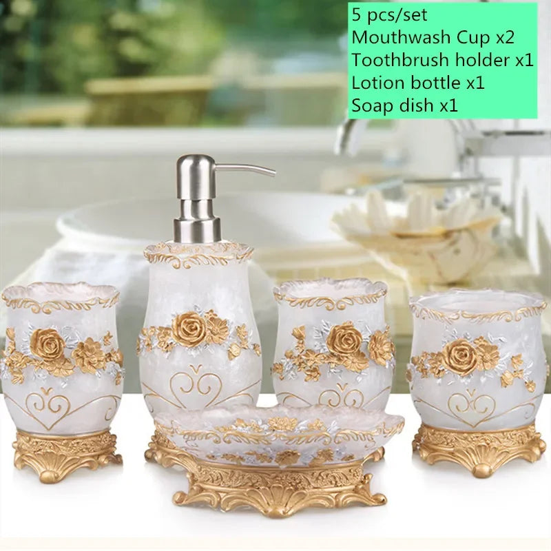 romantic floral

resin romantic flower luxury bathroom accessories

flower European style bathroom set

floral bathroom setluxury bathroom supplies

antique

resin

floral

soap dispenser

toothbrush holder

mouthwash cup