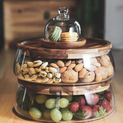 Creative Glass Containers with Wooden Lid Kitchen