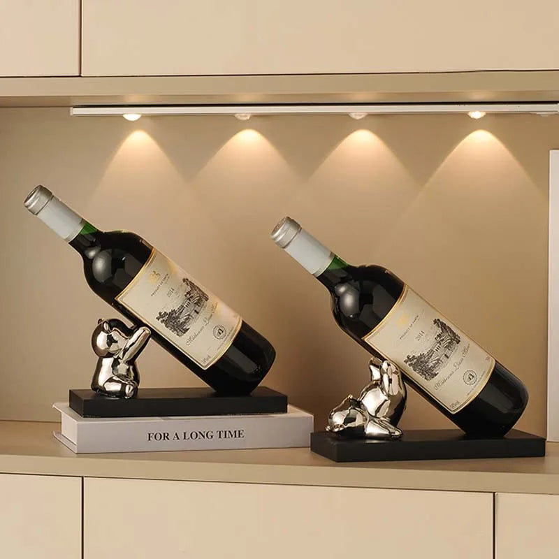 Nordic Light Luxury Wine Rack Creative Bear Wine Tray High-end Home Decorations Ornaments Living Room Display Cabinet Wine Rack