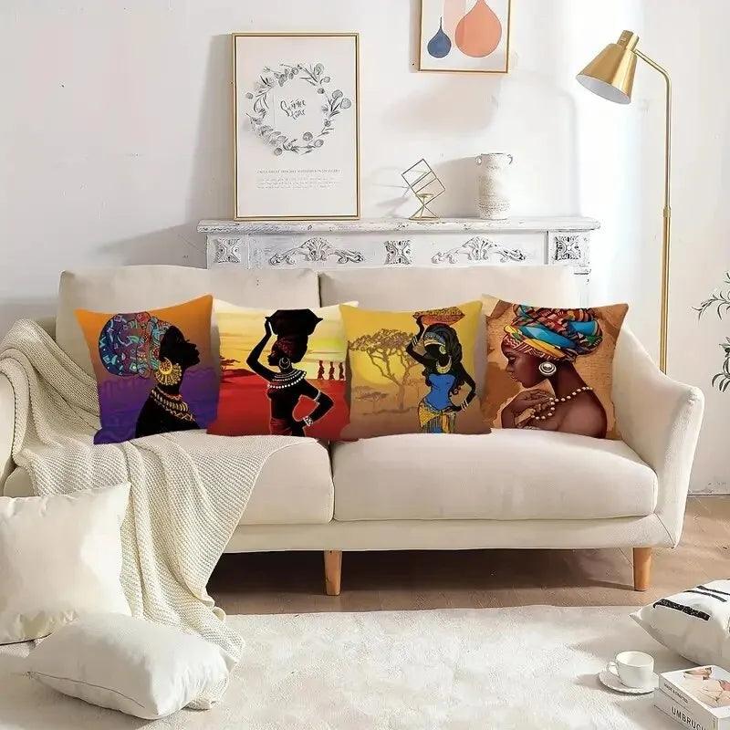 African American Woman Square Cushion Cover