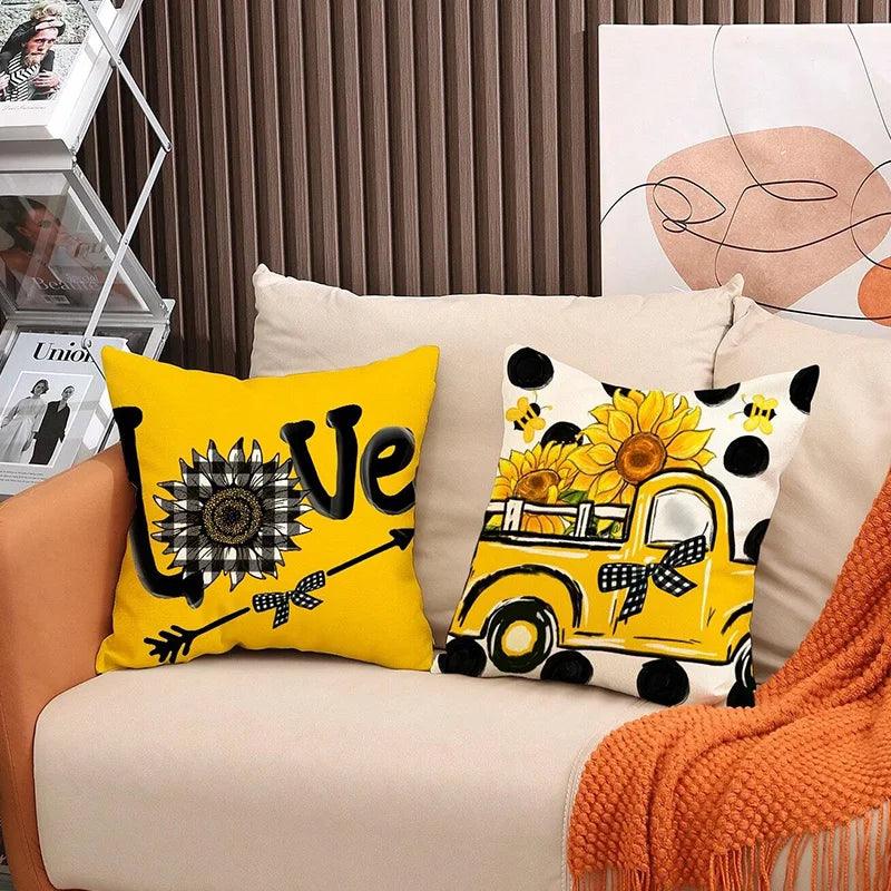 Bee & Letter Graphic Cushion Cover: A little Bit of Fun for Your Living Space.