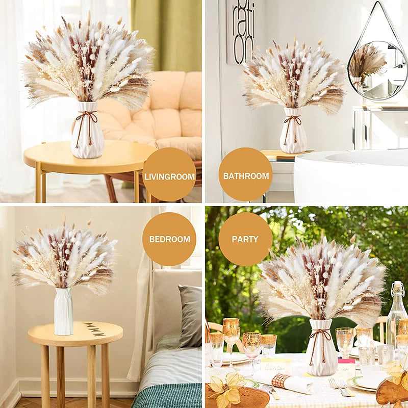 Ramo de hierba de pampa seca natural, decoración del hogar, Acción de Gracias, cosecha de otoño, arreglo floral para bodas, decoración de fiestas, estilo bohemio