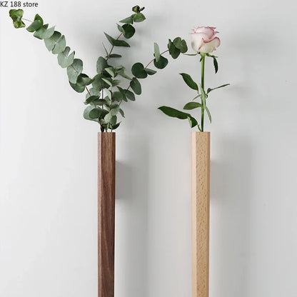 Jarrón de pared de madera maciza con estilo minimalista nórdico, maceta hidropónica para flores, jarrones zen tradicionales chinos, decoración de pared para el hogar