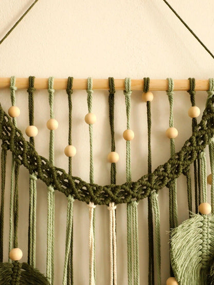 Macrame Wall Hanging: Sage Green Leaf Tapestry