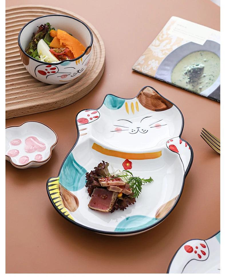 Cartoon Cat Baby Ceramic Plate - Make Mealtime More Fun With this Adorable Cat-Themed Ceramic plate